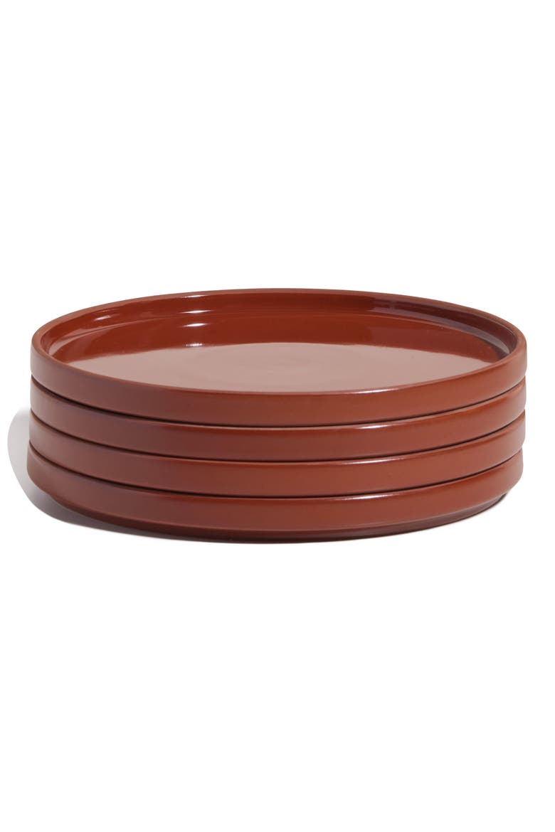 Set of 4 Salad Plates, Alternate, color, TERRACOTTA