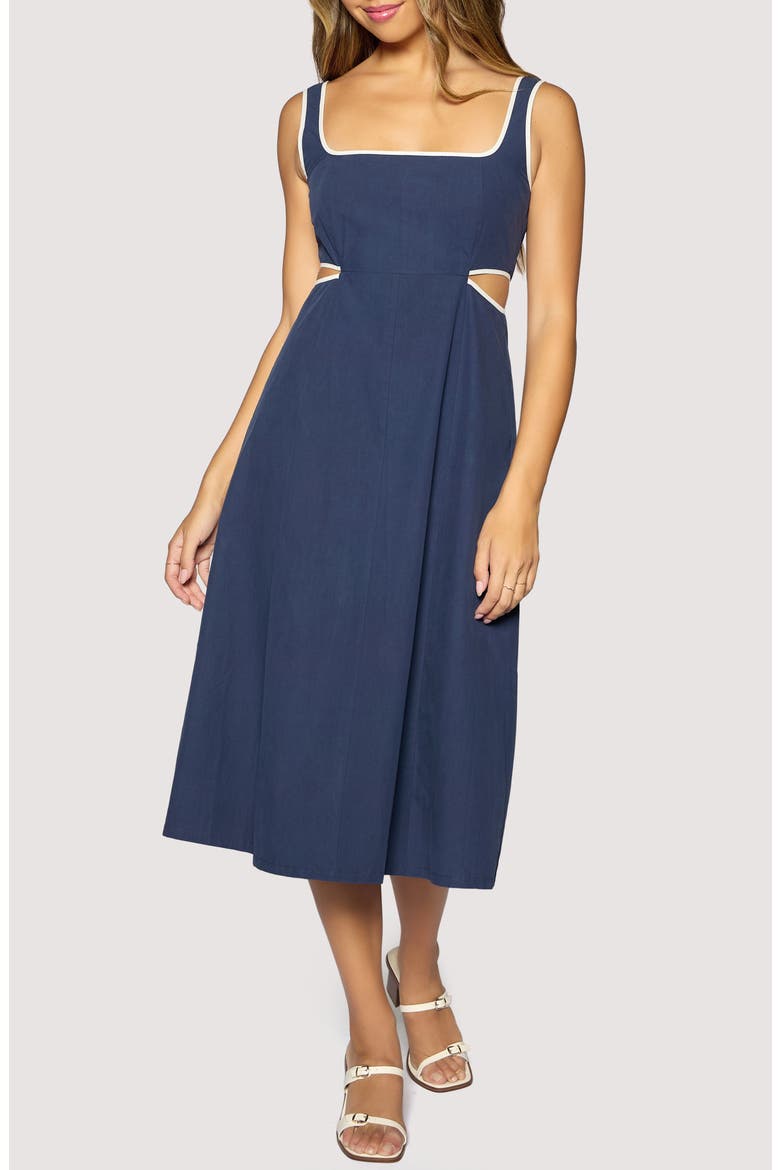 Coastal Riviera Cotton Midi Dress, Main, color, NAVY