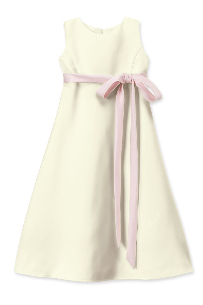 Sleeveless Satin Dress, Main, color, Ivory/ burgundy