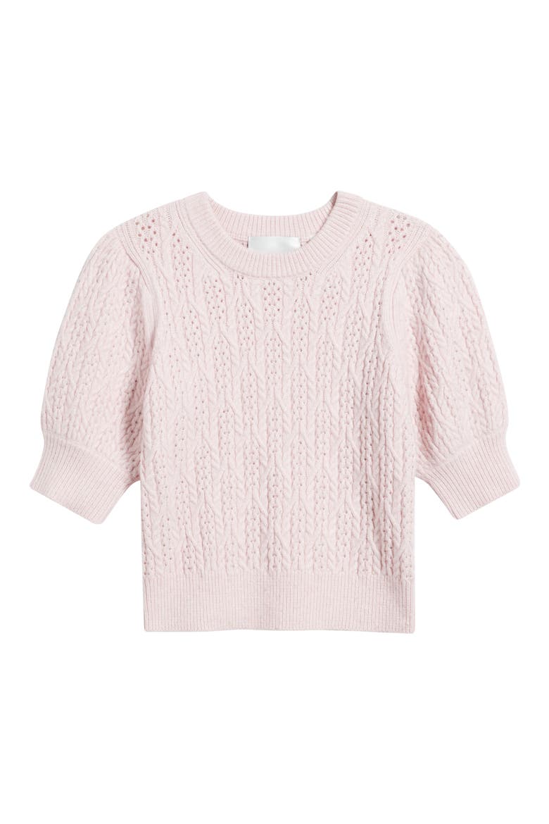 Mason Cable Short Sleeve Sweater, Alternate, color, PALE LILAC
