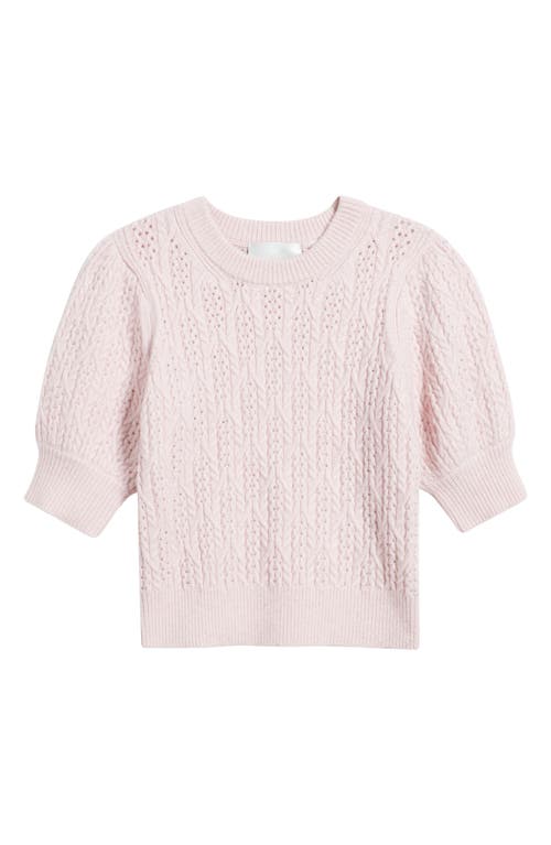 525 Mason Cable Short Sleeve Sweater In Pink
