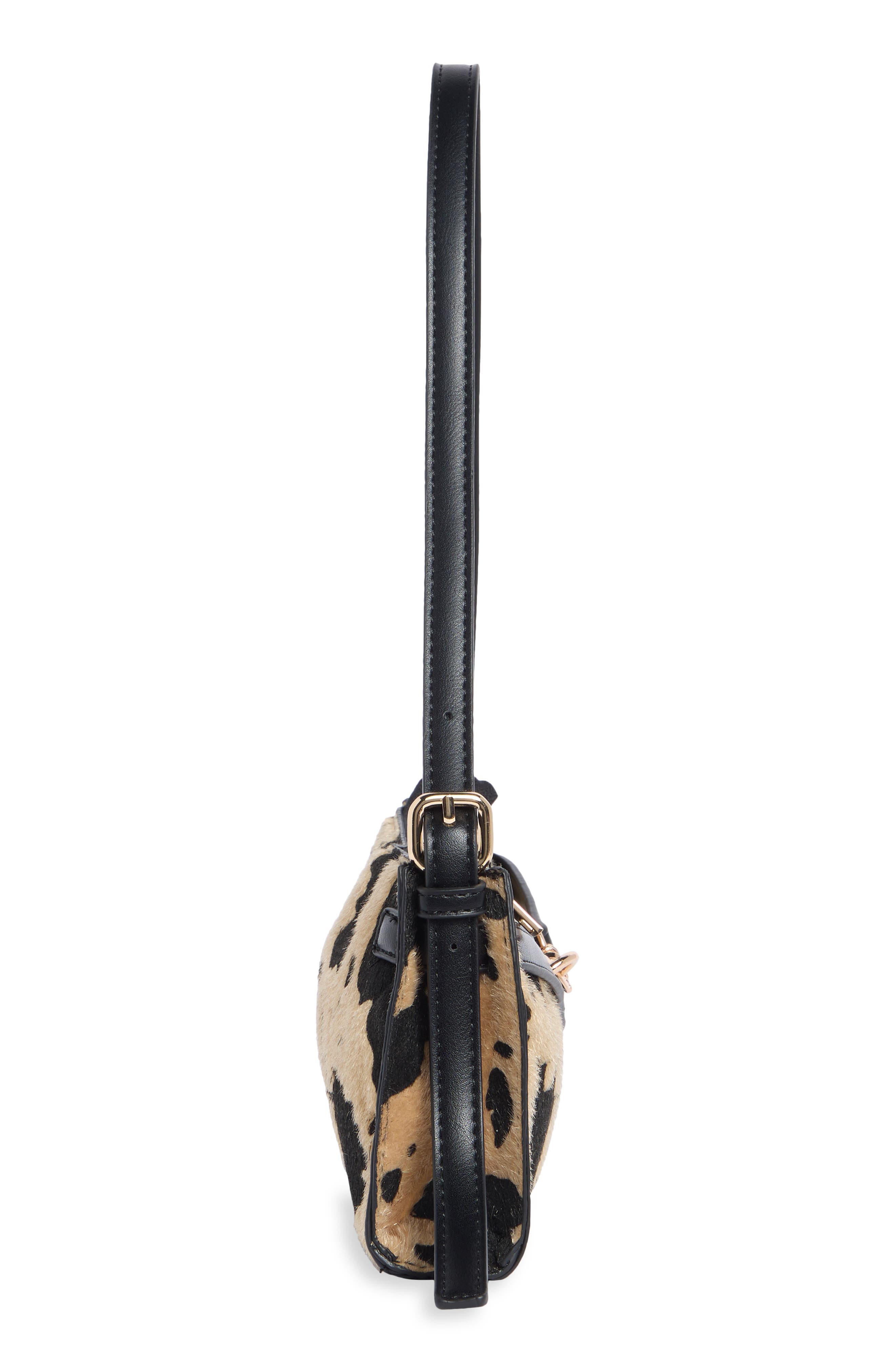 Faux Calf Hair Shoulder Bag, Alternate, color, BROWN COW