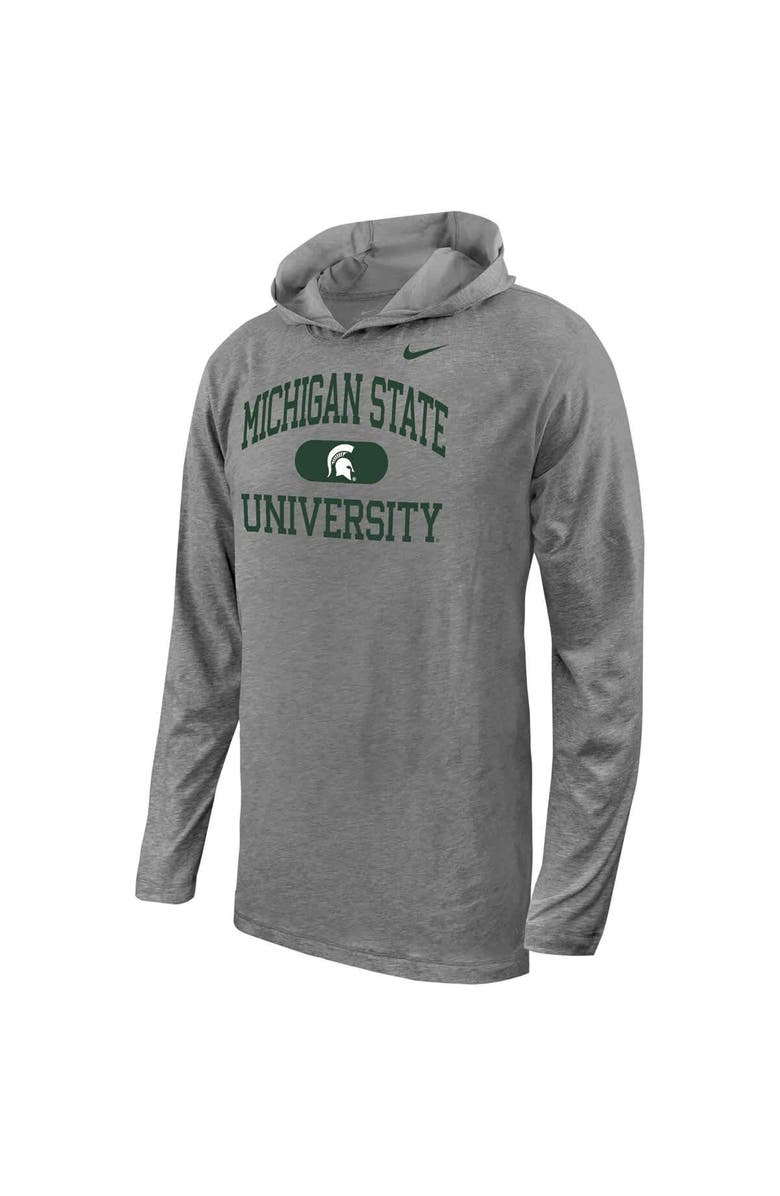 Nike Youth Nike Gray Michigan State Spartans Stacked Logo Hoodie Long Sleeve T-Shirt, Main, color, Gray