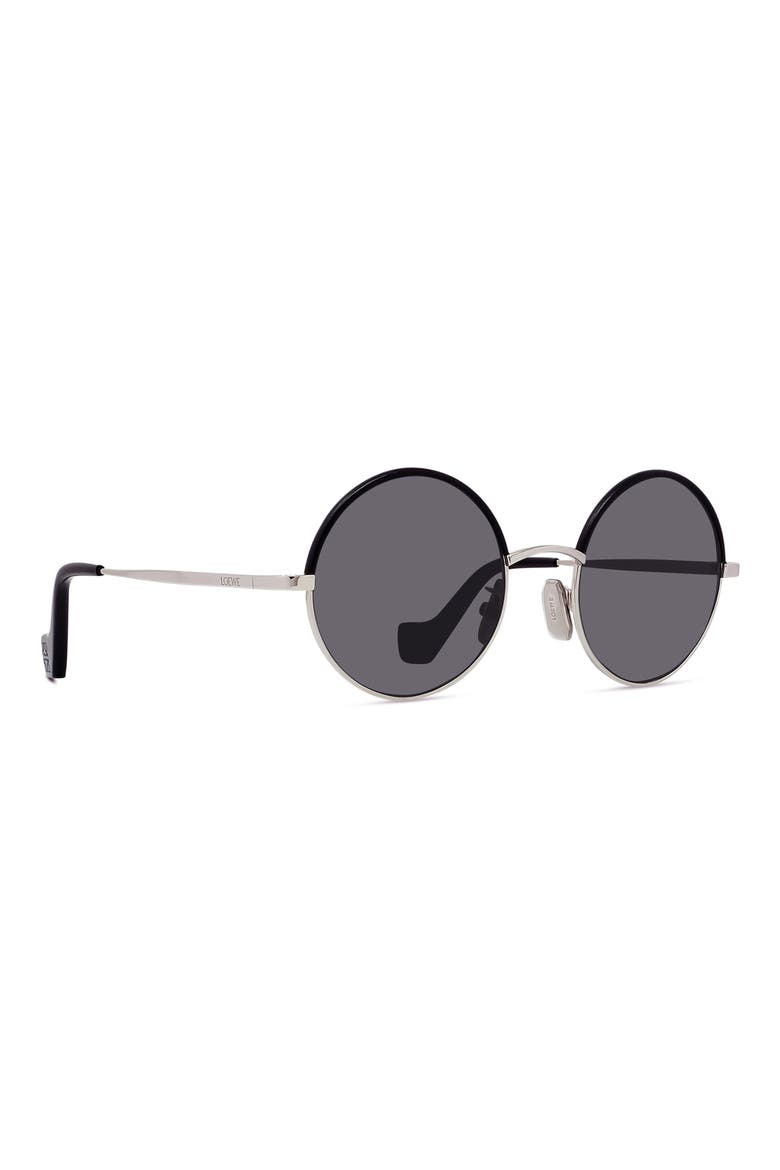 49mm Round Sunglasses, Alternate, color, PALLADIUM/BLCK LEATHER/SMOKE