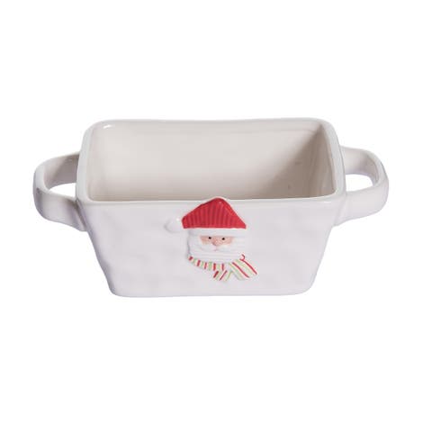 Jolly Santa Ceramic Baker Multicolor Holiday Dish for Christmas