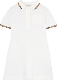 Burberry Check Trim Cotton Polo Shirt Dress