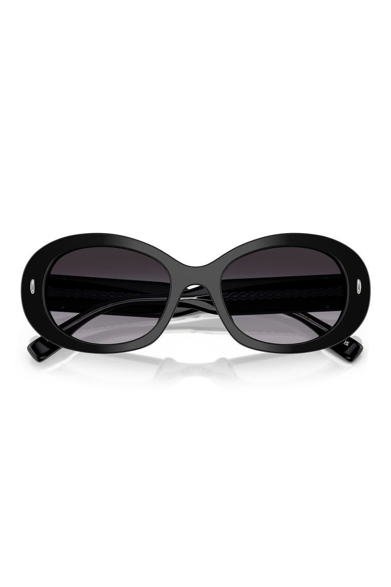 53mm Gradient Oval Sunglasses, Alternate, color, BLACK