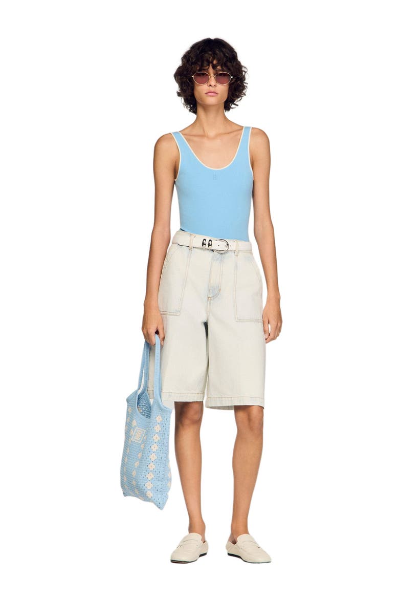 Knit bodysuit, Alternate, color, Sky blue