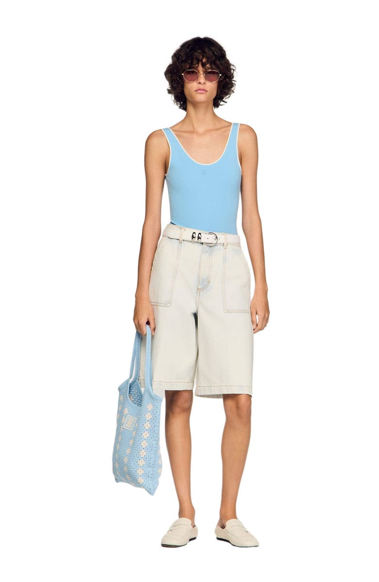 SANDRO Knit bodysuit, Alternate, color, Sky Blue