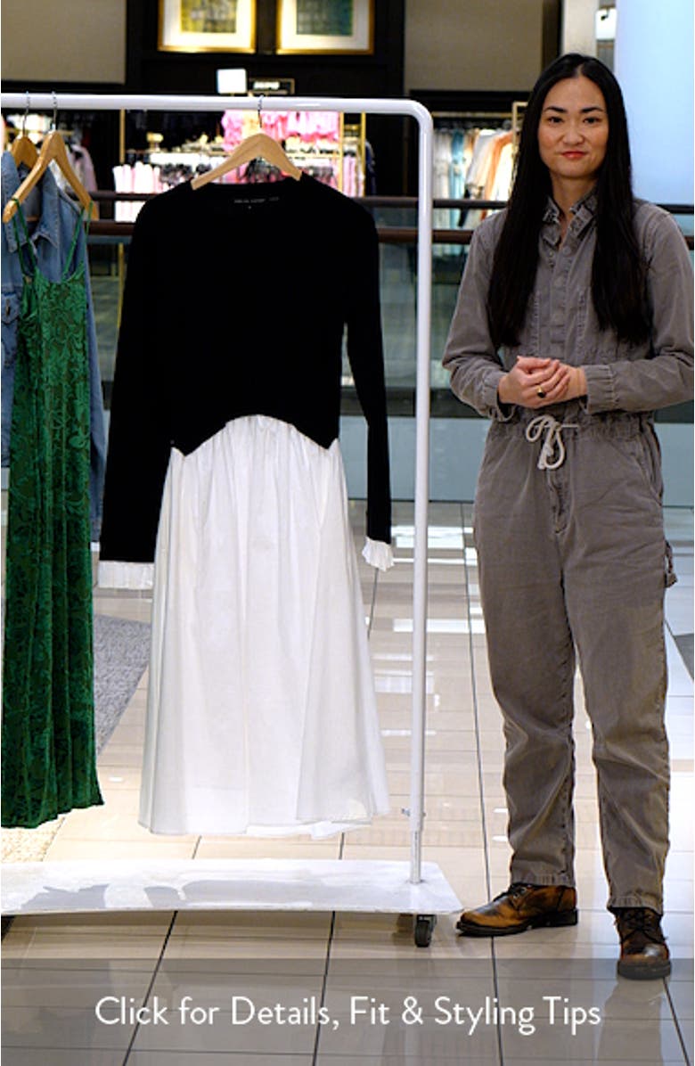 Twofer Long Sleeve Mixed Media Midi Dress, sales video thumbnail