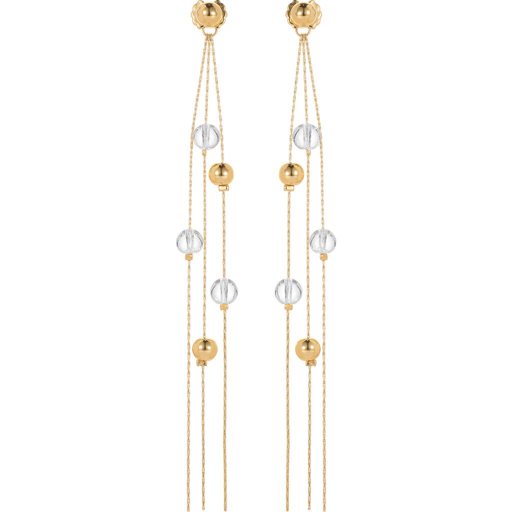 Classicharms Frostlily Azeztulite Crystal And Bead Drop Earrings In Gold