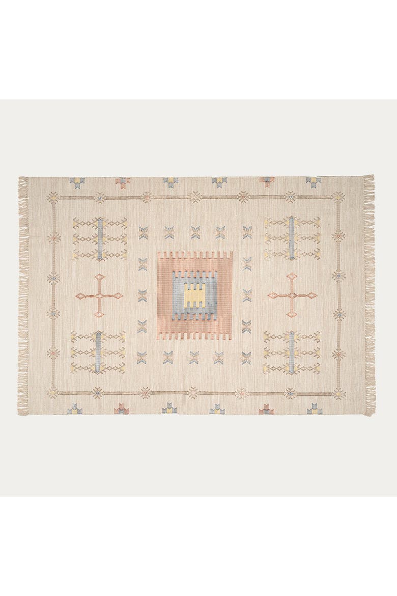 Geometric Cotton Motif Rug, Main, color, Beige