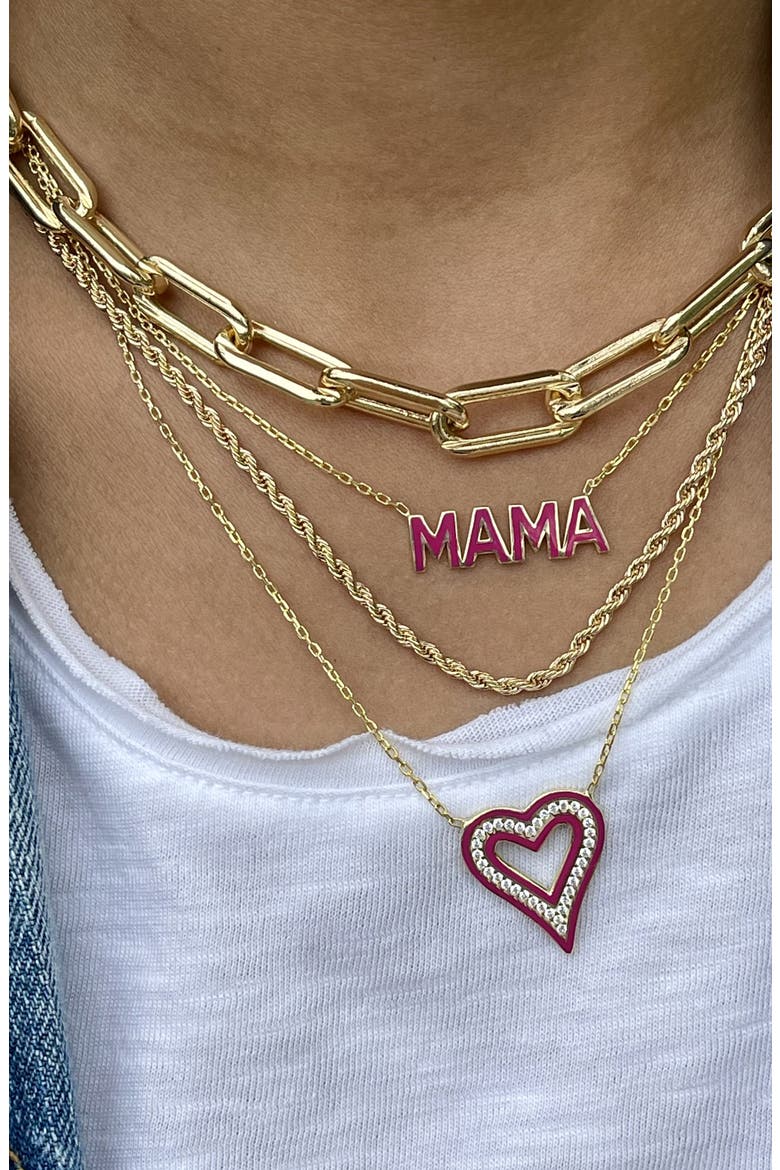 Enamel Heart Pendant Necklace, Alternate, color, GOLD / PINK