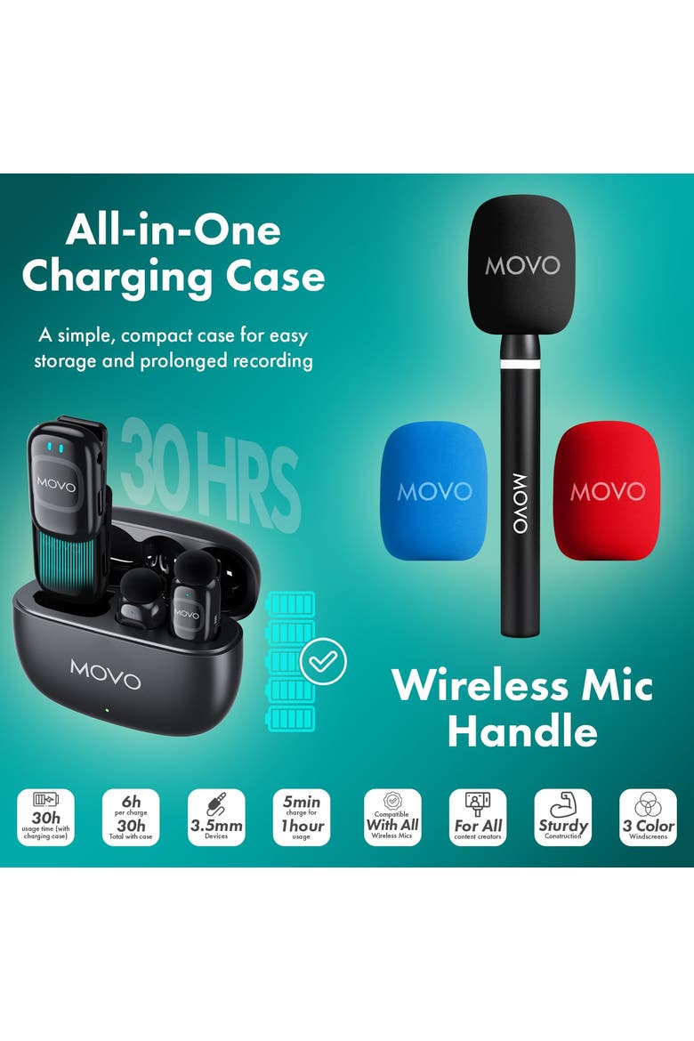 NanoMic Wireless Lavalier Microphone for Camera (3.5mm) w/WMX-HM2 Wireless Mic Handle, Alternate, color, Black
