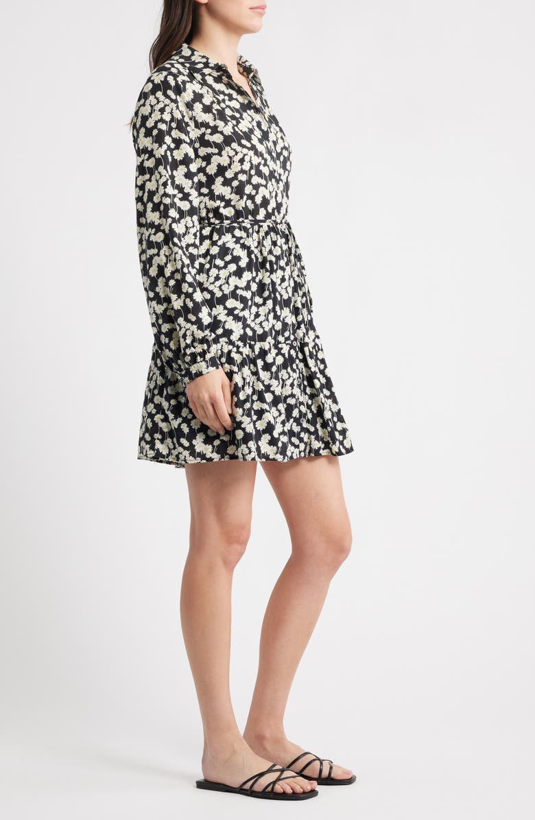 Nation LTD Sabreena Print Tie Waist Long Sleeve Organic Cotton Shirtdress, Alternate, color, Hazy Daisy