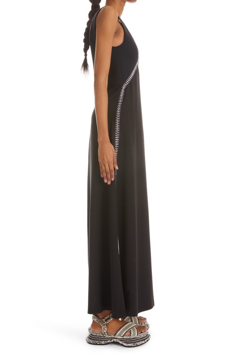 Chloé Embroidered Wool Crepe Maxi Dress, Alternate, color, Black