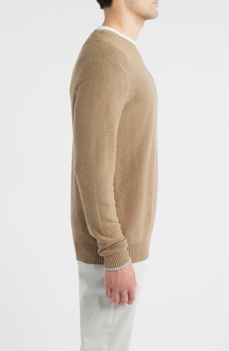 johnnie-O Hatched Cotton & Silk Blend Crewneck Sweater, Alternate, color, Alpaca