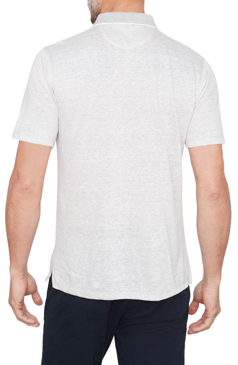 Vince Feeder Stripe Johnny Collar Linen & Cotton Polo, Alternate, color, 