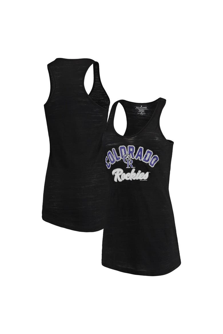 Women's Soft as a Grape Black Colorado Rockies Multicount Racerback Tank Top, Alternate, color, Black