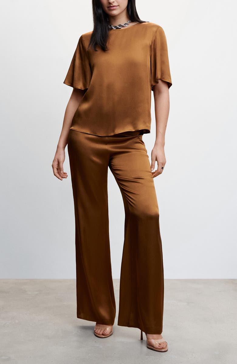 MANGO Satin Palazzo Pants, Alternate, color, 