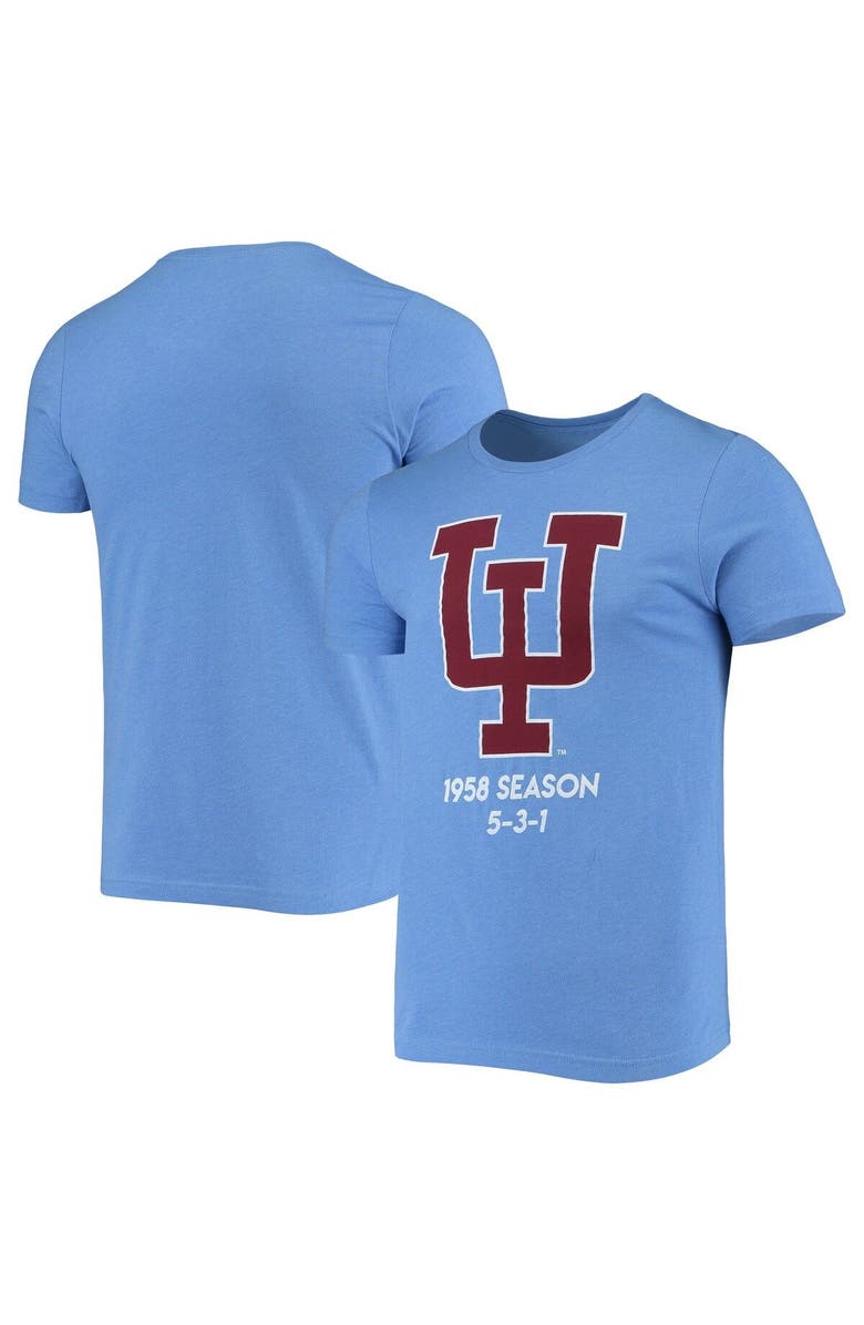 HOMEFIELD Men's Homefield Heathered Light Blue Indiana Hoosiers Vintage 1958 IU Uniform T-Shirt, Main, color, Light Blue