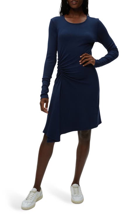 Marina Side Ruched Long Sleeve Dress