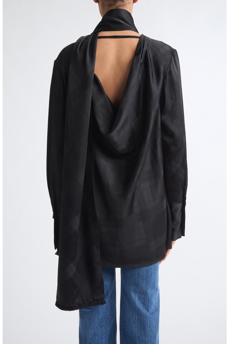 The Luss Scarf Neck Tartan Jacquard Shirt, Alternate, color, BLACK TARTAN