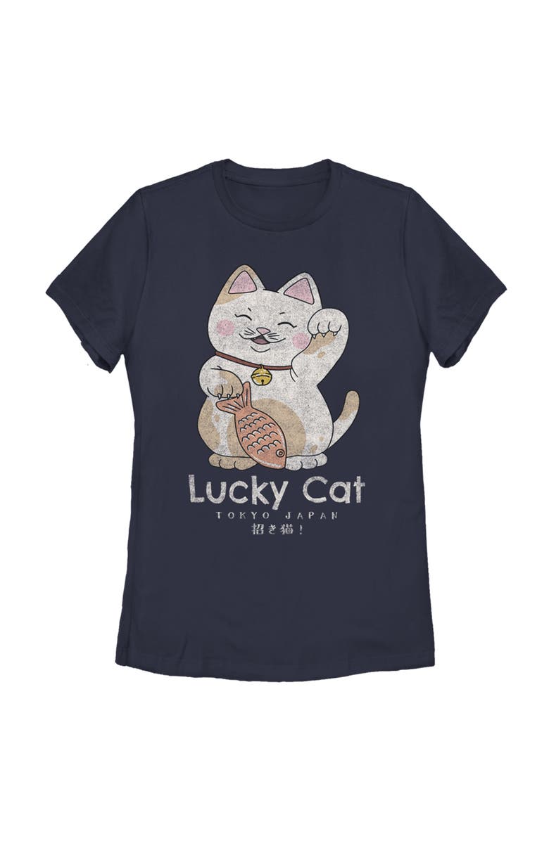 Lost Gods Women's Lost Gods Lucky Cat on Your Side  Graphic T-Shirt, Main, color, Navy Blue