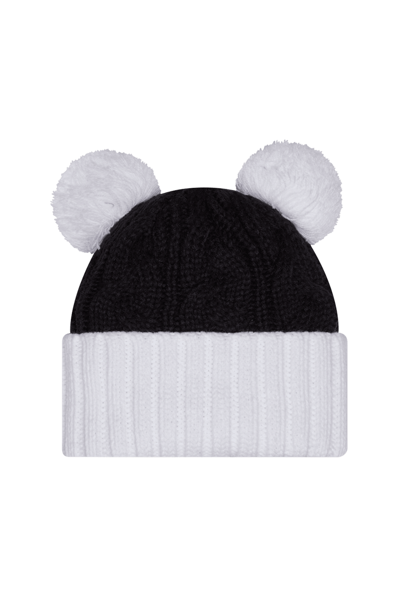 Women's New Era  Black West Virginia Mountaineers Tonal Cuffed Knit Hat with Double Poms, Alternate, color, Black