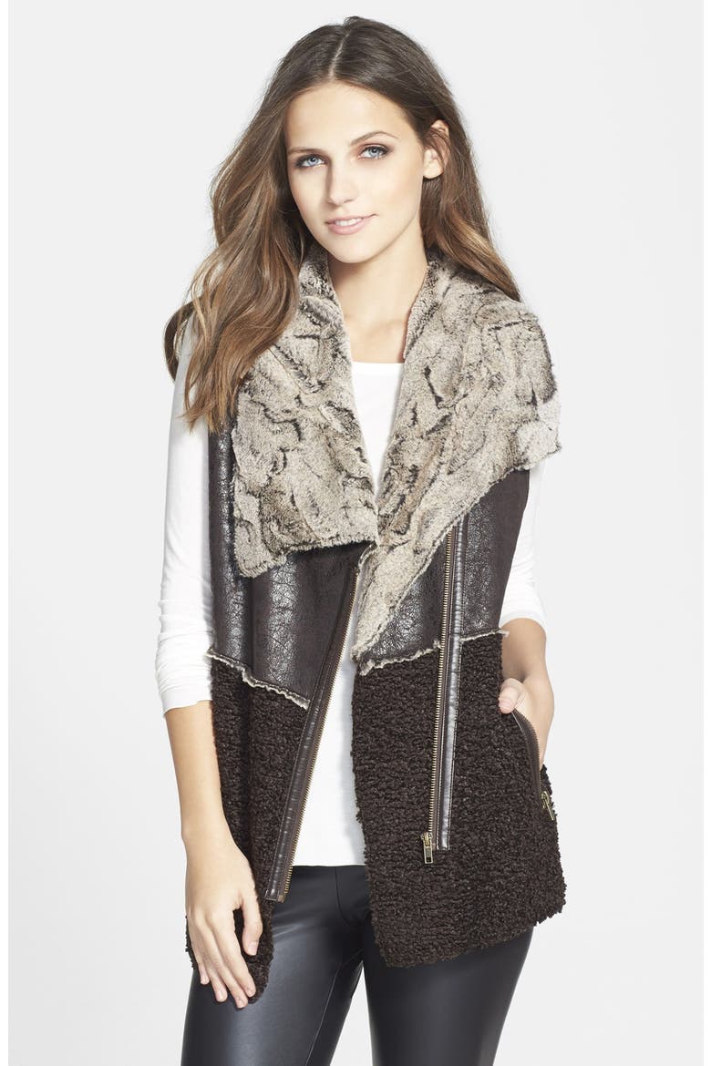 Faux Fur Vest, Main, color, BROWN