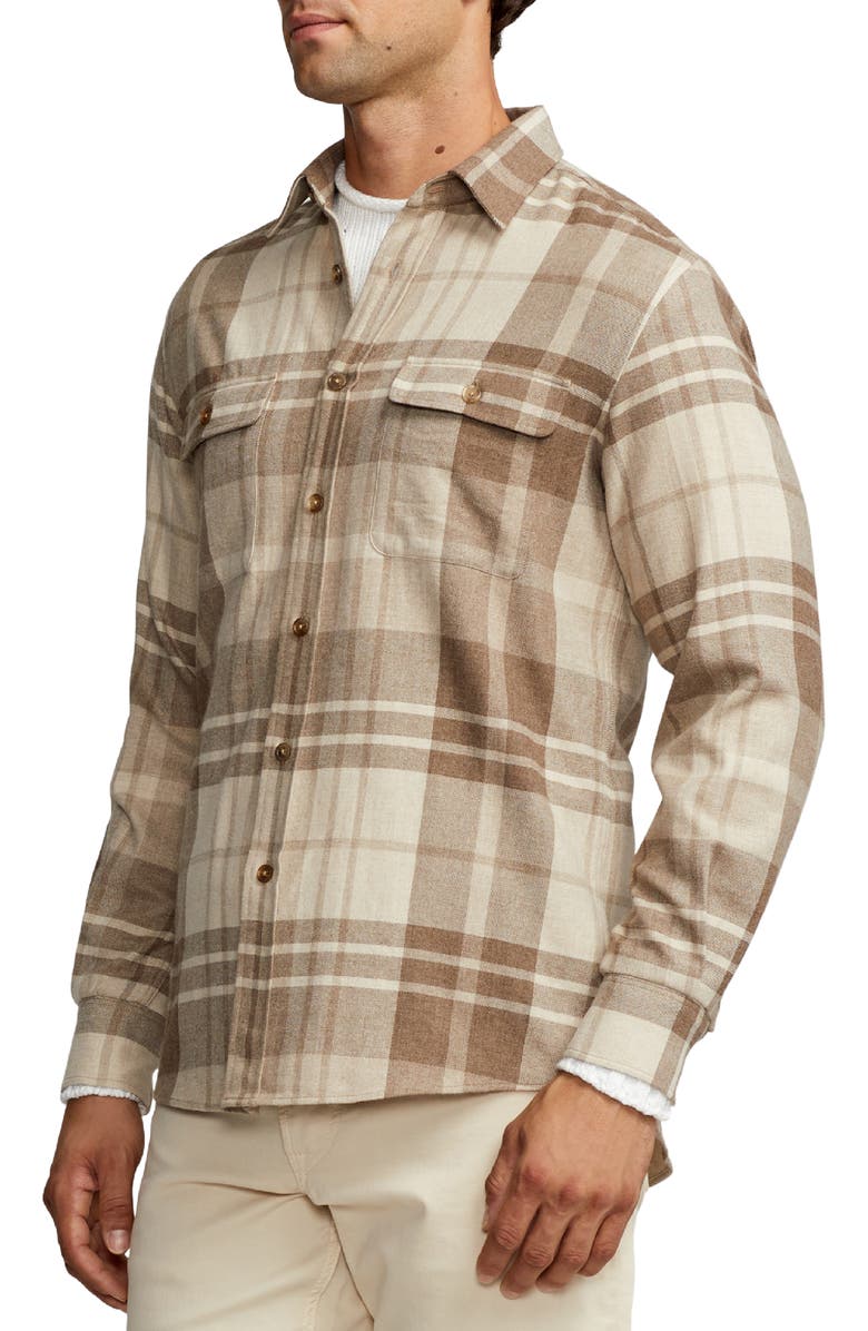 Ralph Lauren Purple Label Cooper Plaid Wool, Silk & Cashmere Button-Up Shirt, Alternate, color,