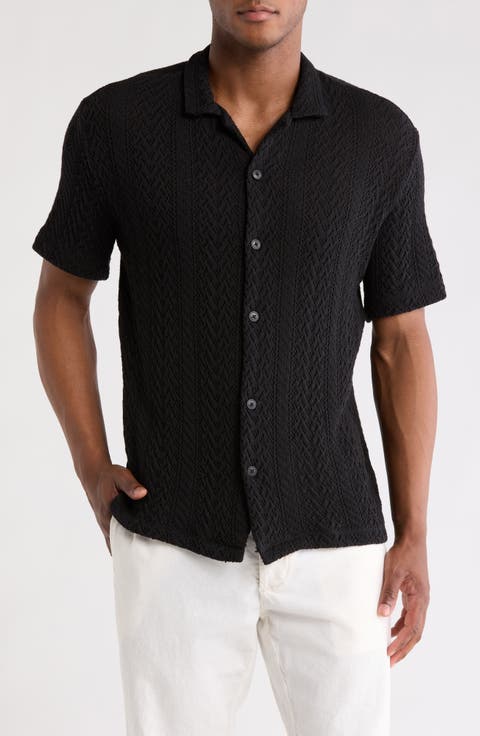 Textured Knit Camp Shirt