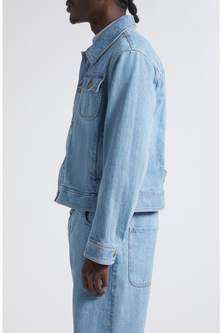Selvedge Denim Backstrap Utility Jacket, Alternate, color, LIGHT BLUE