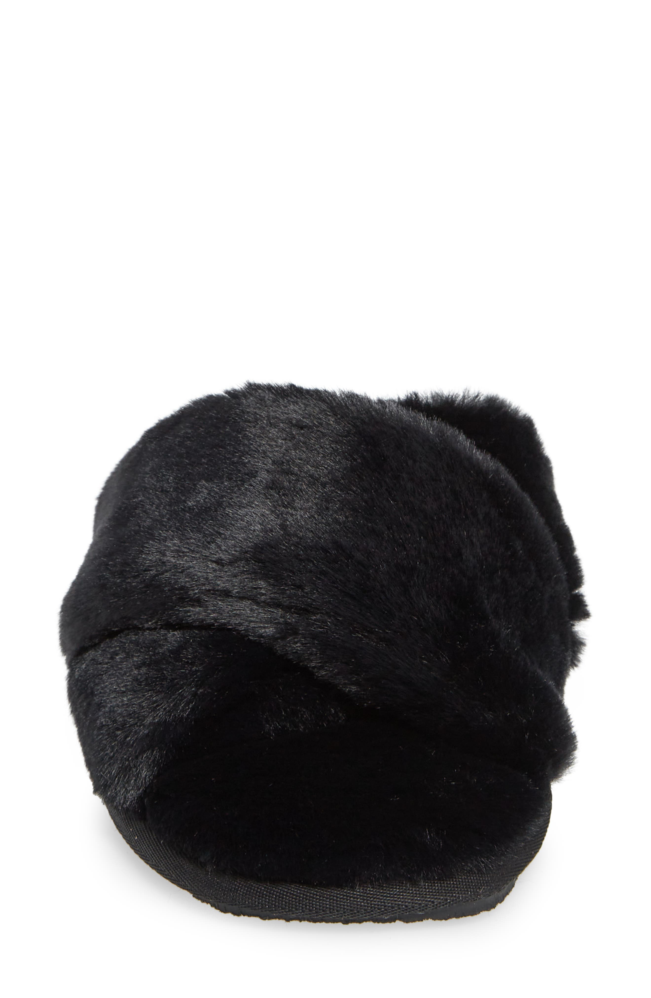 BP. Mae Cross Strap Faux Fur Slipper, Alternate, color, 