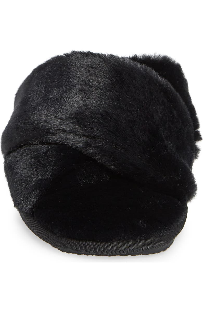 BP. Mae Cross Strap Faux Fur Slipper, Alternate, color,
