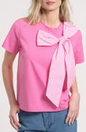 Isaac Mizrahi New York Striped Bow Stretch Cotton T-Shirt
