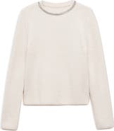 MANGO Strass Rhinestone Embellished Crewneck Sweater