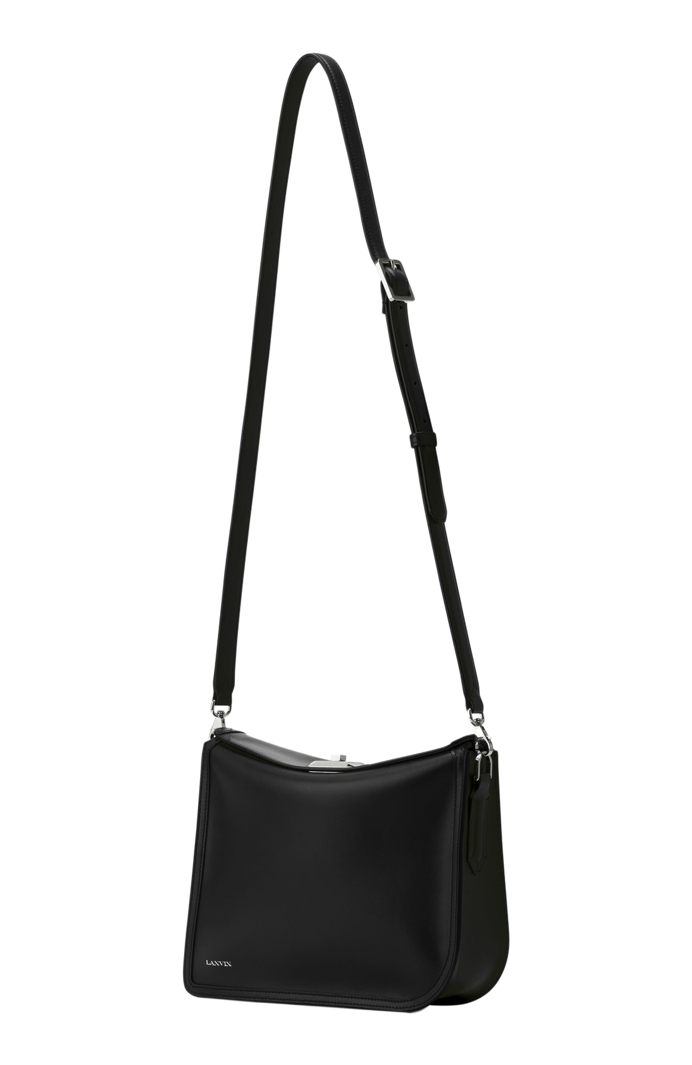 Lanvin Compagnon Asymmetrical Leather Clutch Bag, Alternate, color, Black