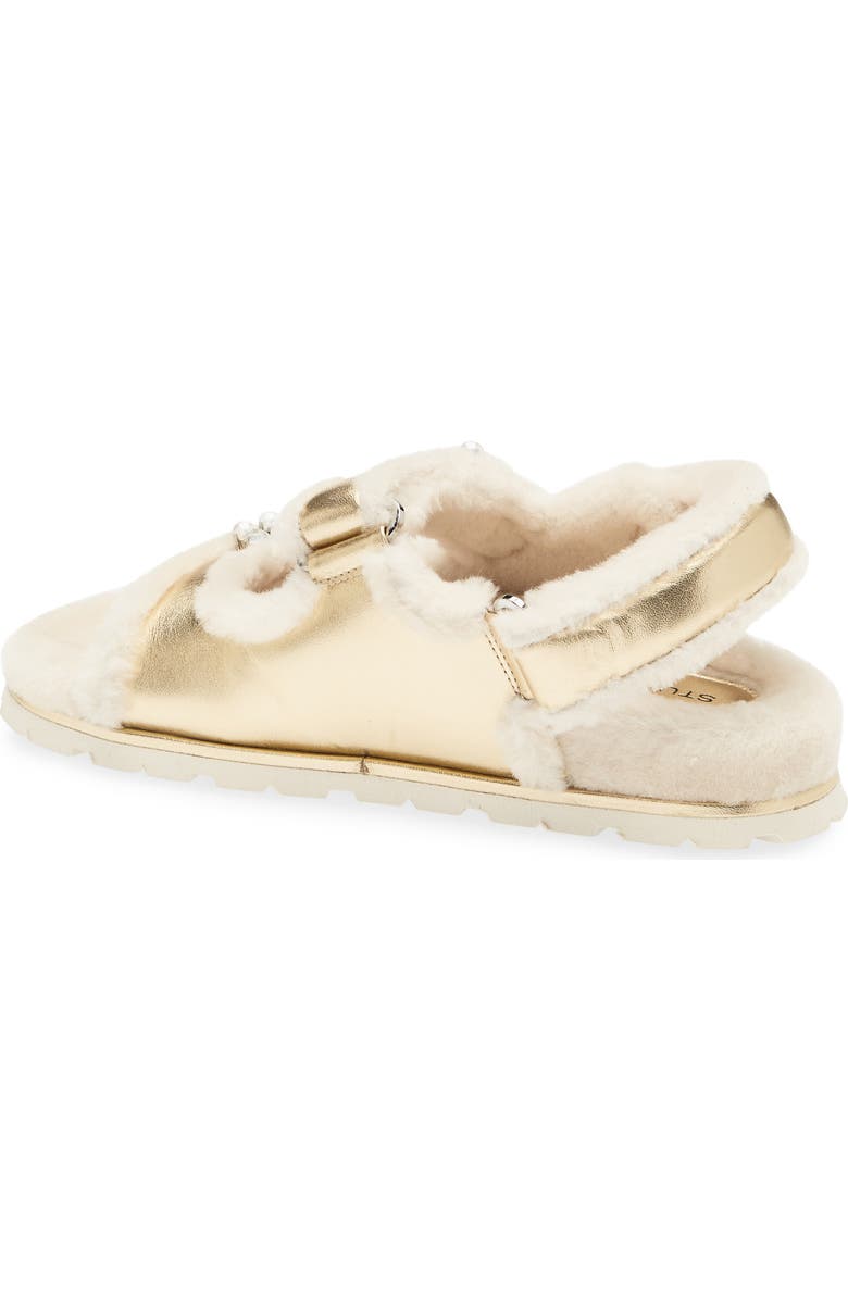 Stuart Weitzman Wynter Genuine Shearling Sandal, Alternate, color, Golden/ Cream