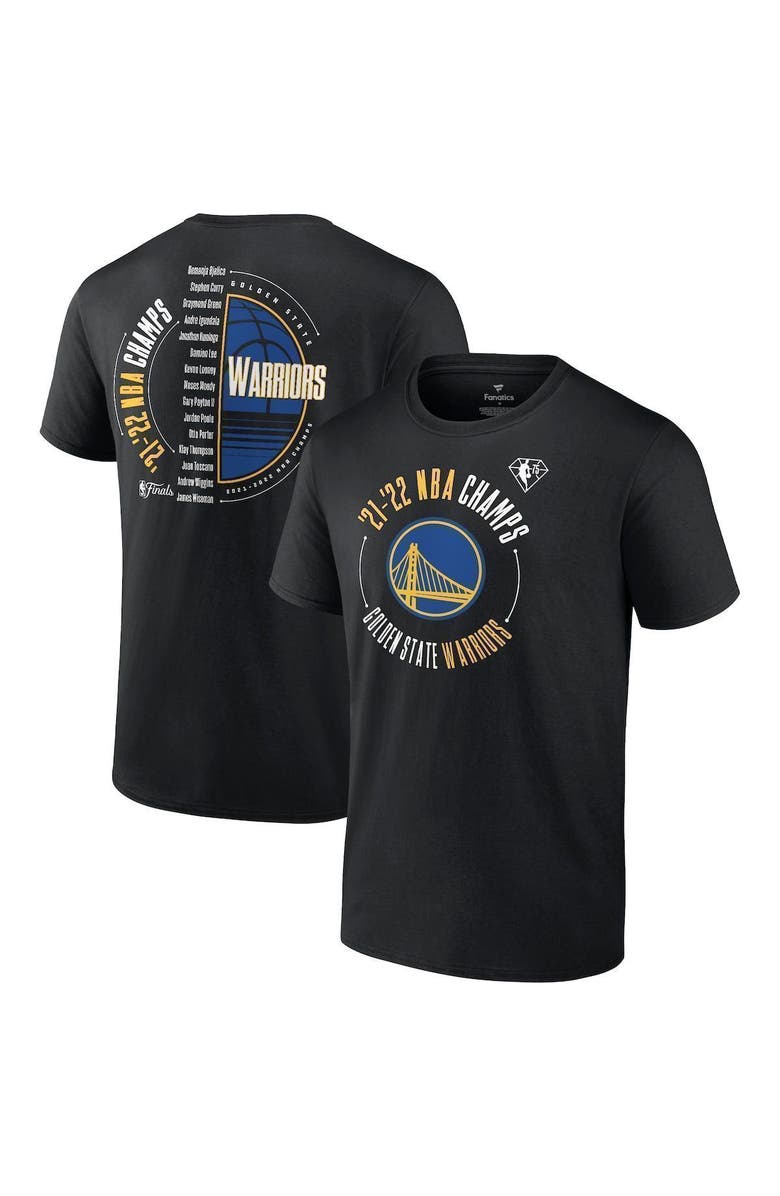 FANATICS Men's Fanatics Branded Black Golden State Warriors 2022 NBA Finals Champions Drive List Roster T-Shirt, Main, color, 