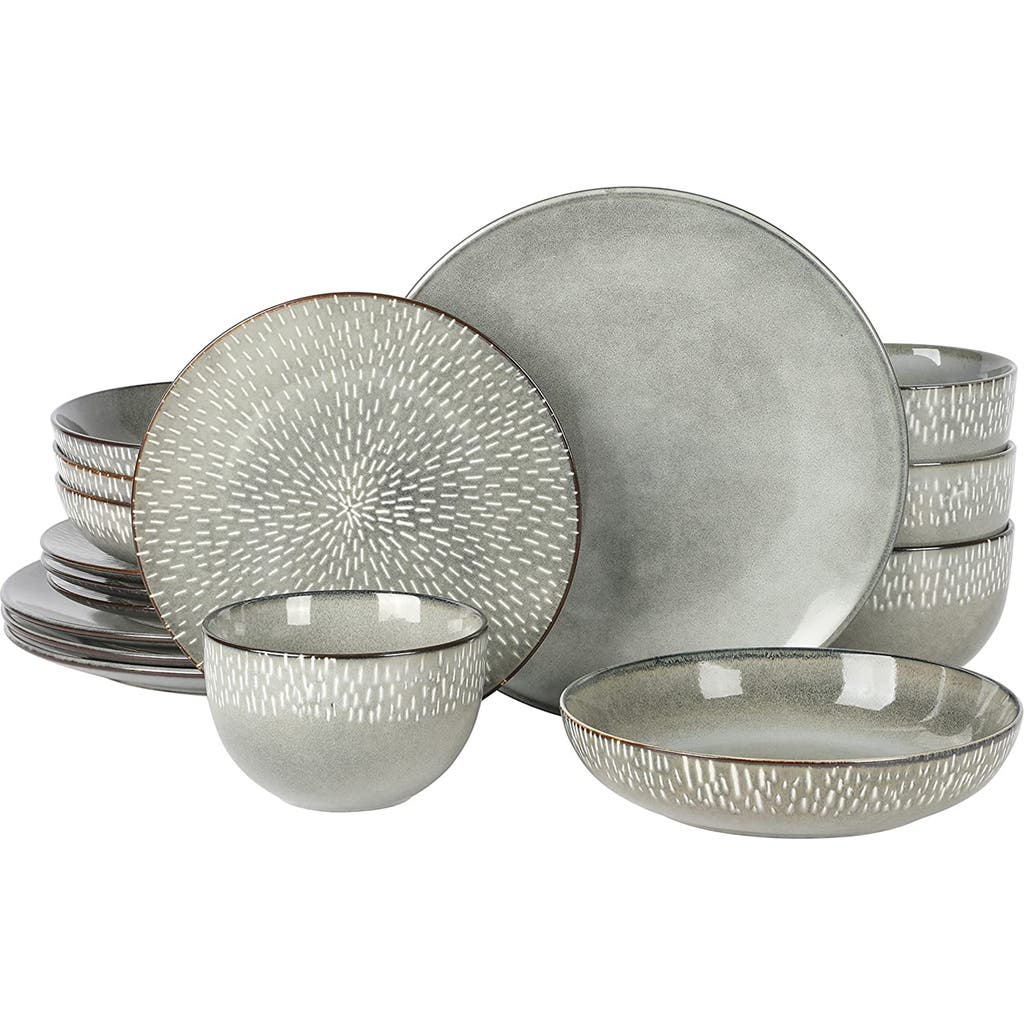 Gibson Elite Matisse 16 Piece Stoneware Dinnerware Set With Reactive Glaze In Green