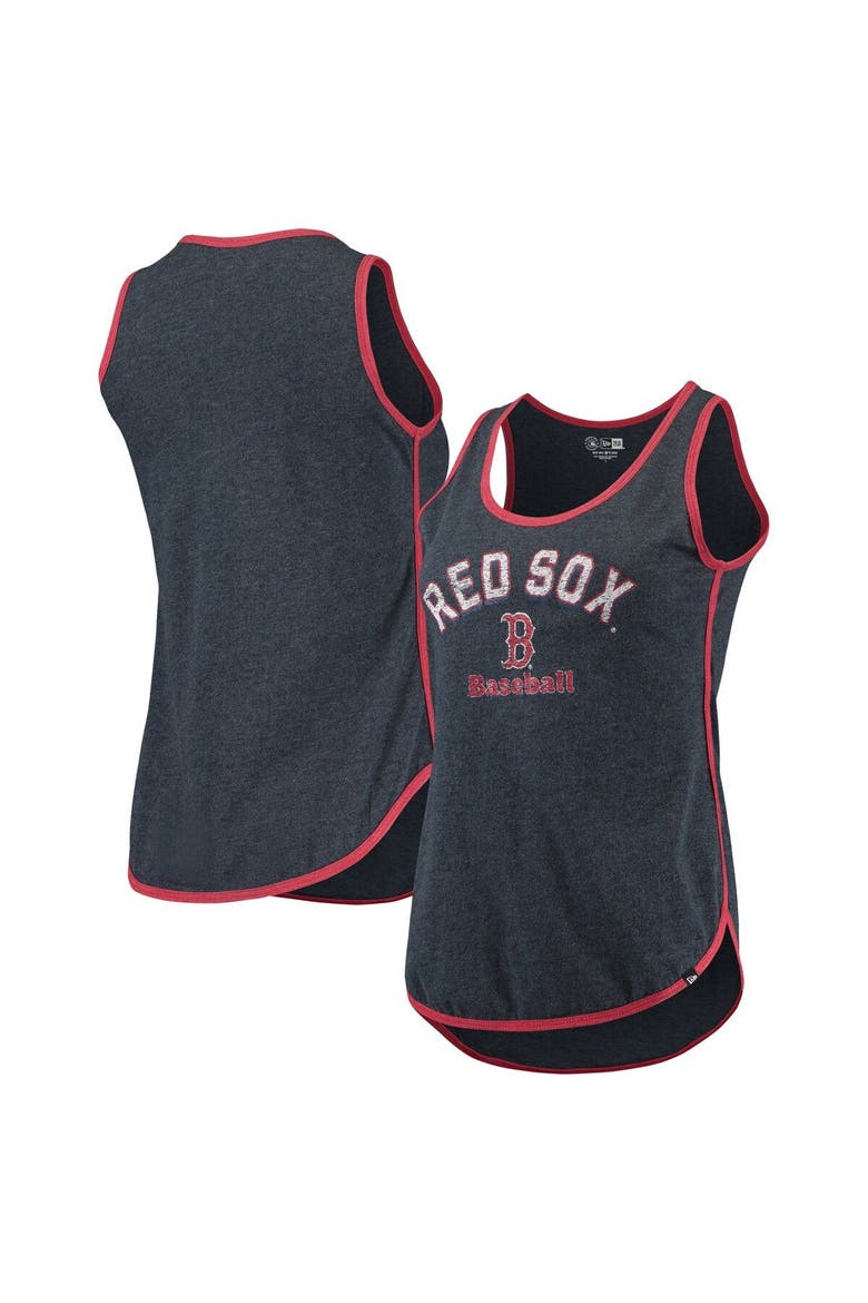 Women's New Era Heathered Navy Boston Red Sox Contrast Binding Scoop Neck Tank Top, Alternate, color, Navy