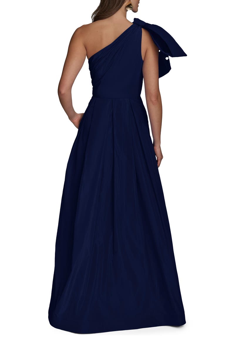 Bow One-Shoulder Gown, Alternate, color, NAVY NVY