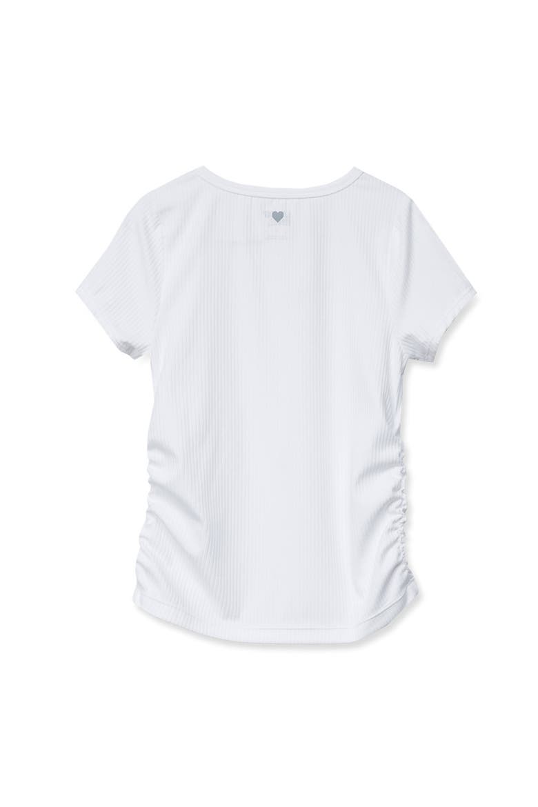 Girls Short Sleeve Active Ribbed Tee, Alternate, color, White