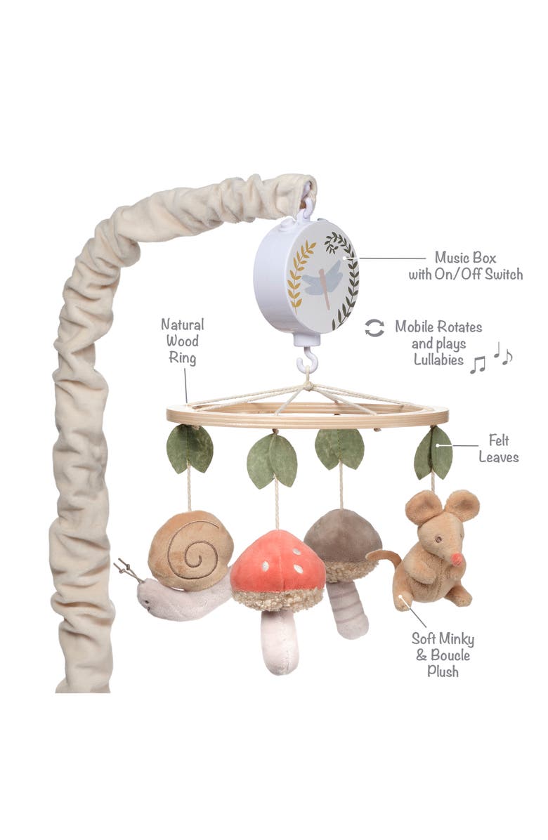 Lambs & Ivy Mushroom Meadow Musical Baby Crib Mobile Soother Toy, Alternate, color, Multicolor