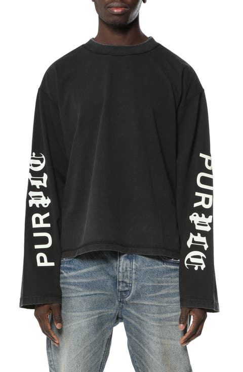 Crop Wide Long Sleeve Graphic T-Shirt