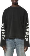 PURPLE BRAND Crop Wide Long Sleeve Graphic T-Shirt