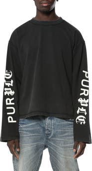 PURPLE BRAND Crop Wide Long Sleeve Graphic T-Shirt