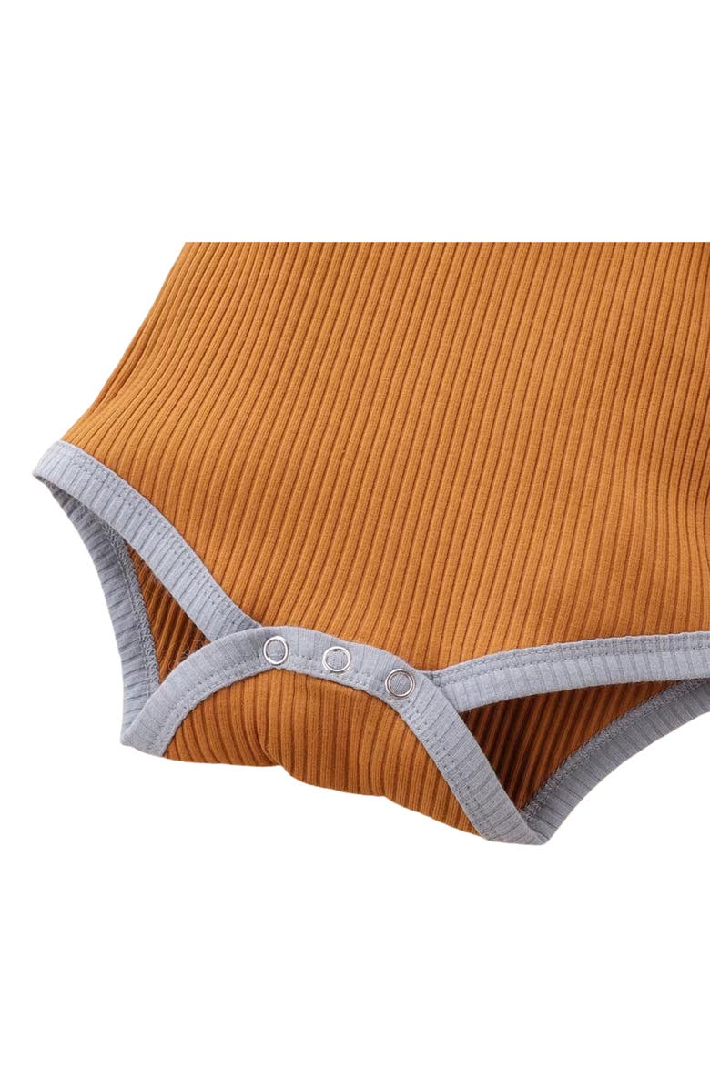 Ashmi & Co. Rowan Long Sleeve Cotton Bodysuit & Leggings Set, Alternate, color, Brown