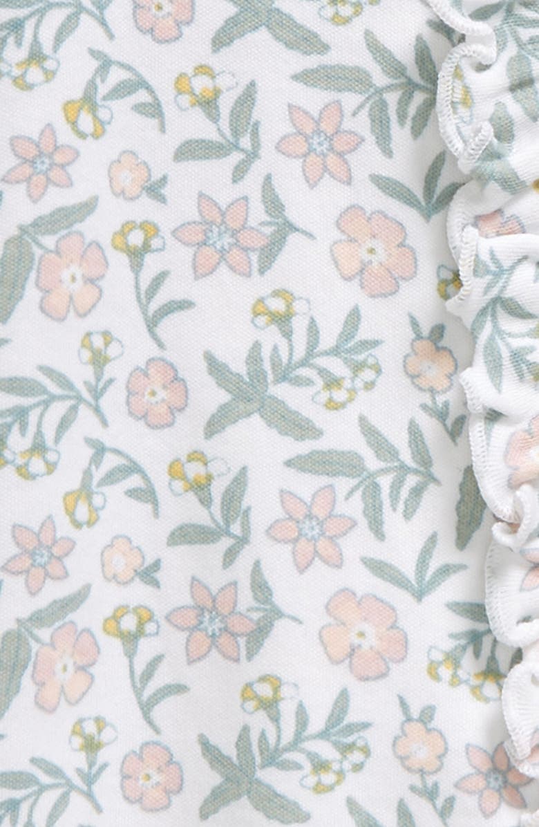 Nordstrom Floral Ruffle Zip-Up Cotton Footie, Alternate, color,